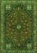 Serging Thickness of Machine Washable Persian Green Traditional Area Rugs, wshtr3554grn