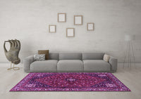 Machine Washable Persian Purple Traditional Rug, wshtr3554pur