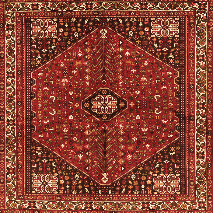Round Machine Washable Persian Orange Traditional Area Rugs, wshtr3554org