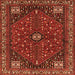 Round Machine Washable Persian Orange Traditional Area Rugs, wshtr3554org