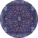 Round Machine Washable Persian Blue Traditional Rug, wshtr3554blu