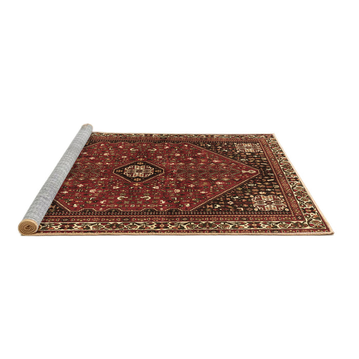 Sideview of Machine Washable Persian Brown Traditional Rug, wshtr3554brn