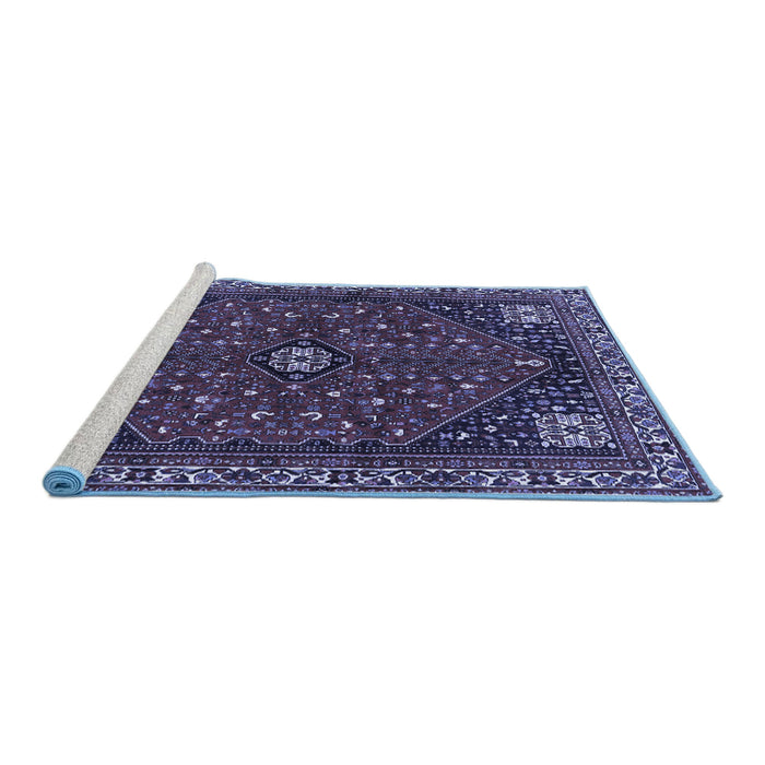 Sideview of Machine Washable Persian Blue Traditional Rug, wshtr3554blu