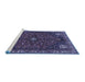 Sideview of Machine Washable Persian Blue Traditional Rug, wshtr3554blu