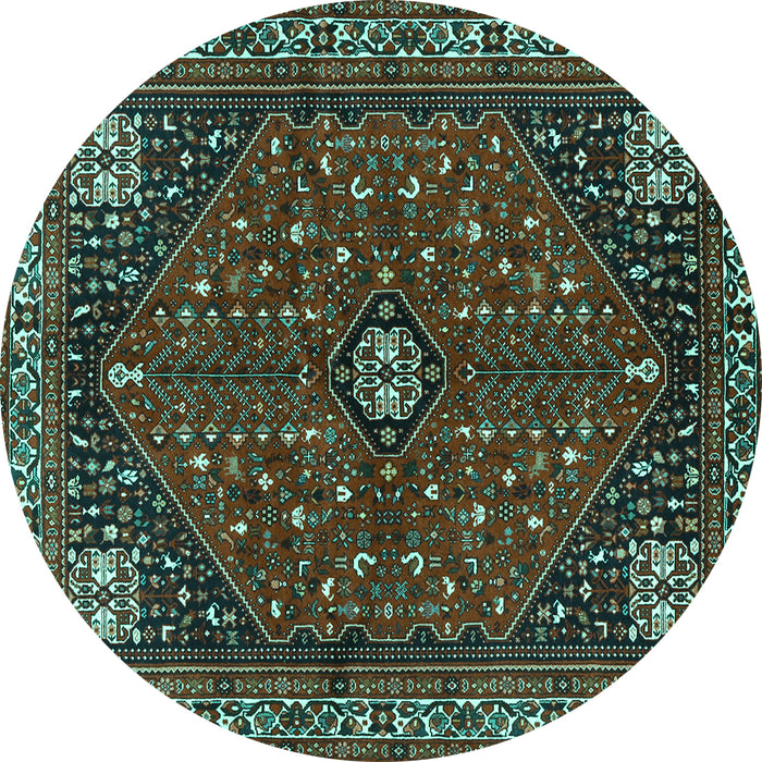 Round Persian Turquoise Traditional Rug, tr3554turq