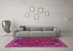 Machine Washable Persian Pink Traditional Rug in a Living Room, wshtr3554pnk