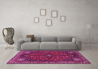 Machine Washable Persian Pink Traditional Rug, wshtr3554pnk