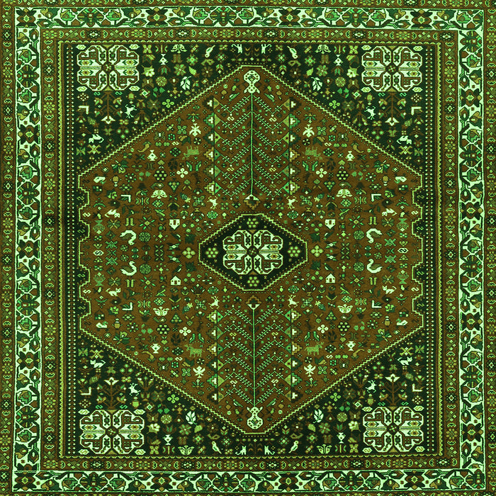 Serging Thickness of Persian Green Traditional Rug, tr3554grn