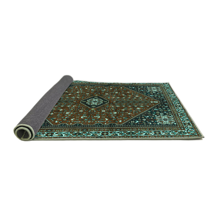 Sideview of Persian Turquoise Traditional Rug, tr3554turq