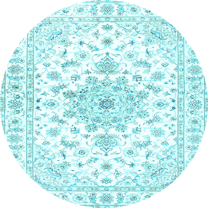 Round Persian Light Blue Traditional Rug, tr3555lblu
