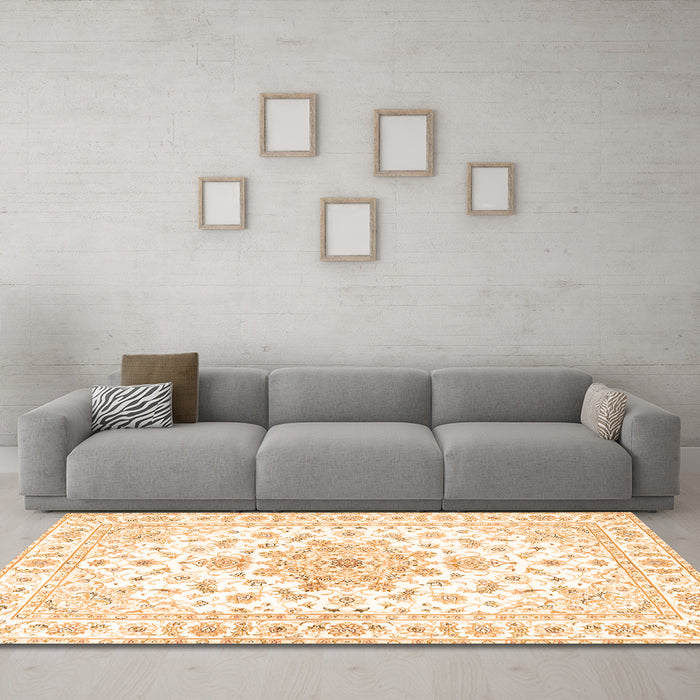 Machine Washable Persian Orange Traditional Area Rugs in a Living Room, wshtr3555org