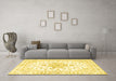 Machine Washable Persian Yellow Traditional Rug in a Living Room, wshtr3555yw