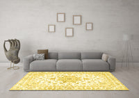 Machine Washable Persian Yellow Traditional Rug, wshtr3555yw