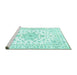 Sideview of Machine Washable Persian Turquoise Traditional Area Rugs, wshtr3555turq