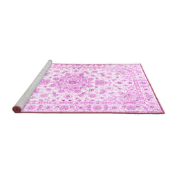 Sideview of Machine Washable Persian Pink Traditional Rug, wshtr3555pnk