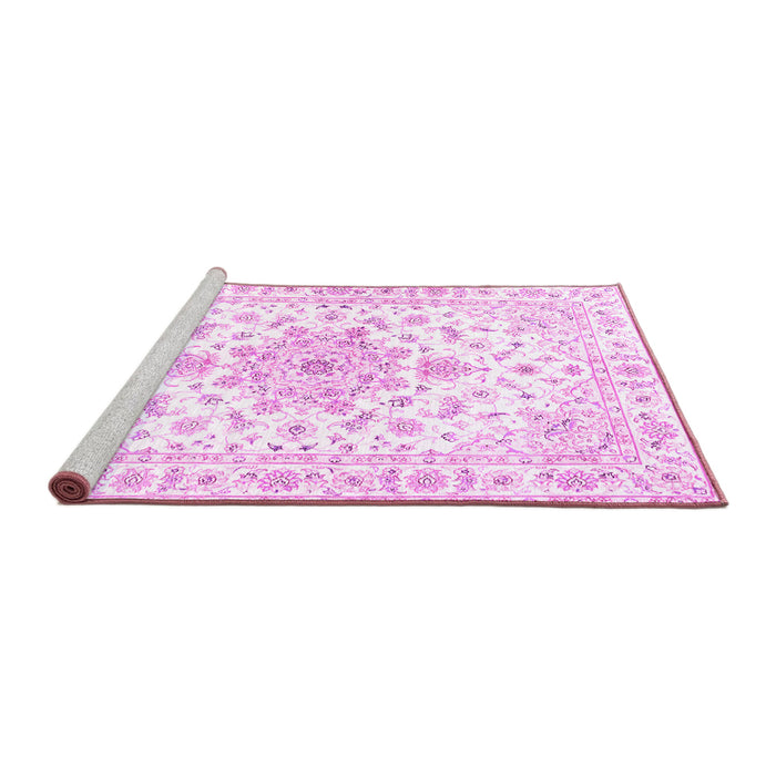 Sideview of Machine Washable Persian Pink Traditional Rug, wshtr3555pnk