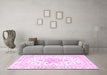 Machine Washable Persian Pink Traditional Rug in a Living Room, wshtr3555pnk