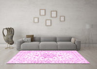 Machine Washable Persian Pink Traditional Rug, wshtr3555pnk