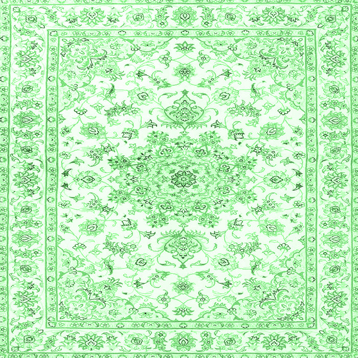 Square Machine Washable Persian Emerald Green Traditional Area Rugs, wshtr3555emgrn