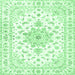 Square Machine Washable Persian Emerald Green Traditional Area Rugs, wshtr3555emgrn