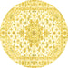 Round Machine Washable Persian Yellow Traditional Rug, wshtr3555yw