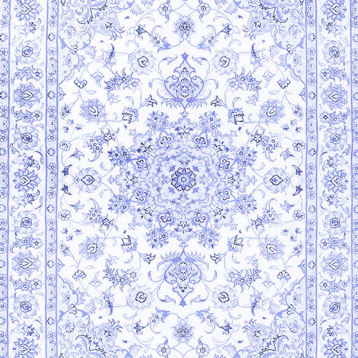 Machine Washable Persian Blue Traditional Rug, wshtr3555blu