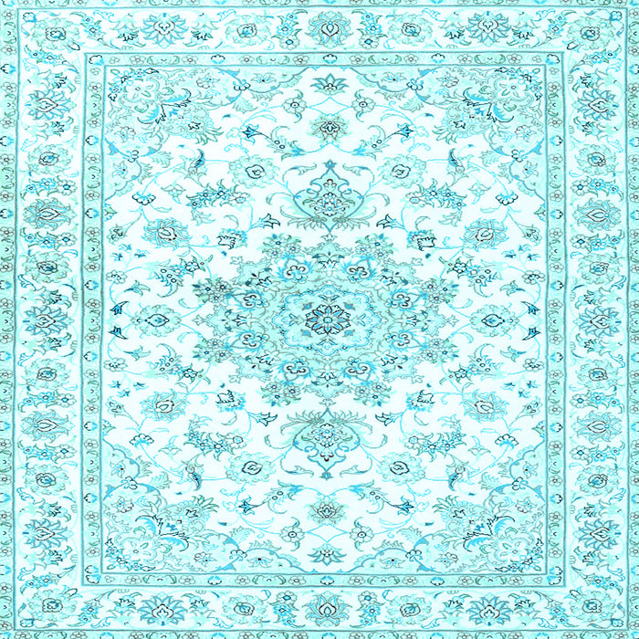 Square Machine Washable Persian Light Blue Traditional Rug, wshtr3555lblu