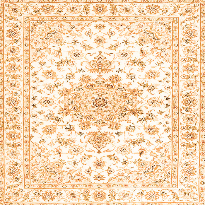 Round Machine Washable Persian Orange Traditional Area Rugs, wshtr3555org