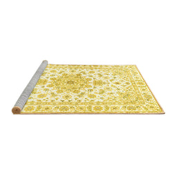 Sideview of Machine Washable Persian Yellow Traditional Rug, wshtr3555yw
