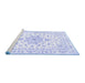 Sideview of Machine Washable Persian Blue Traditional Rug, wshtr3555blu