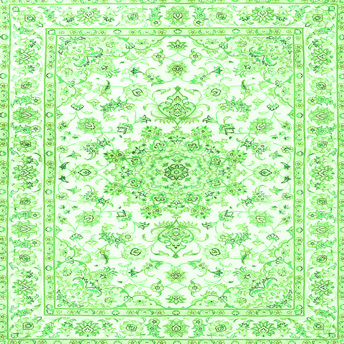 Round Machine Washable Persian Green Traditional Area Rugs, wshtr3555grn