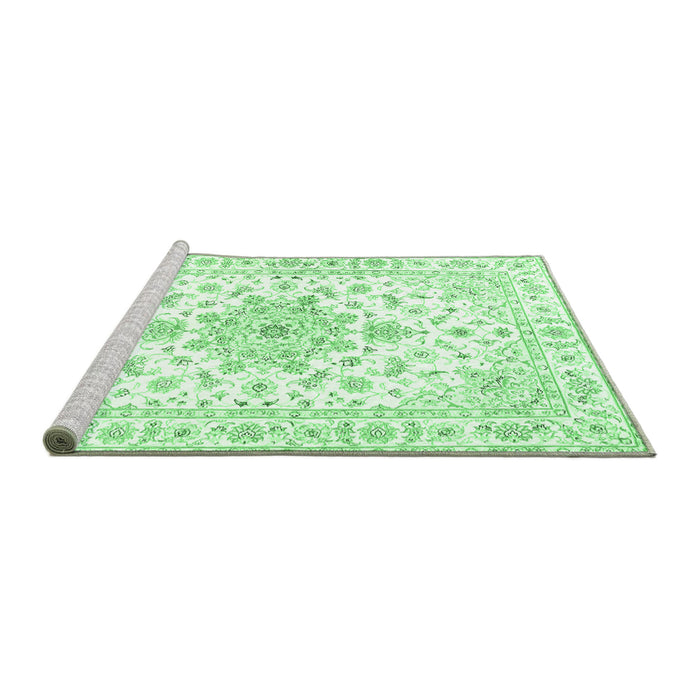 Sideview of Machine Washable Persian Emerald Green Traditional Area Rugs, wshtr3555emgrn