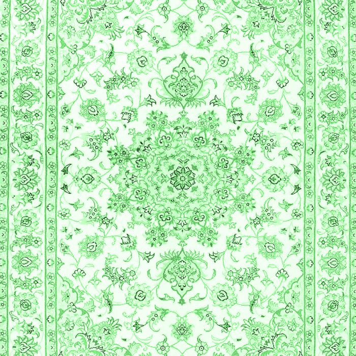 Machine Washable Persian Emerald Green Traditional Area Rugs, wshtr3555emgrn