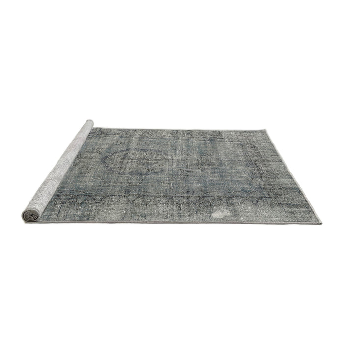 Sideview of Machine Washable Traditional Dark Gray Rug, wshtr3556