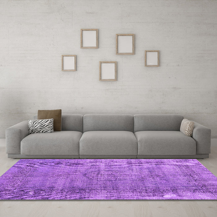 Machine Washable Persian Purple Traditional Area Rugs in a Living Room, wshtr3556pur