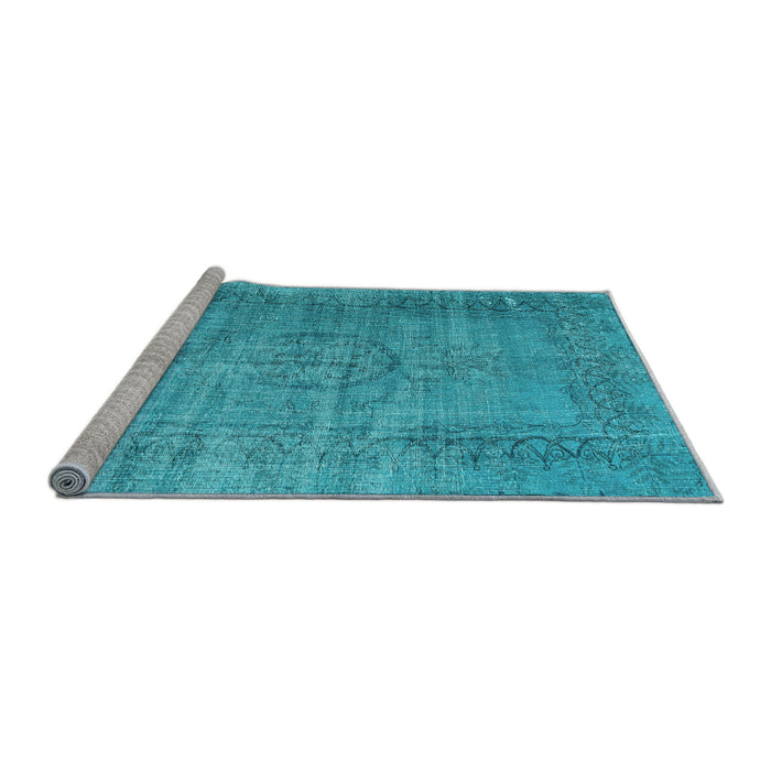 Sideview of Machine Washable Persian Light Blue Traditional Rug, wshtr3556lblu