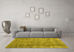 Machine Washable Persian Yellow Traditional Rug in a Living Room, wshtr3556yw