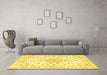 Machine Washable Persian Yellow Traditional Rug in a Living Room, wshtr3557yw