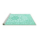 Sideview of Machine Washable Persian Turquoise Traditional Area Rugs, wshtr3557turq