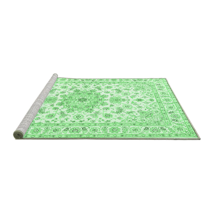 Sideview of Machine Washable Persian Emerald Green Traditional Area Rugs, wshtr3557emgrn