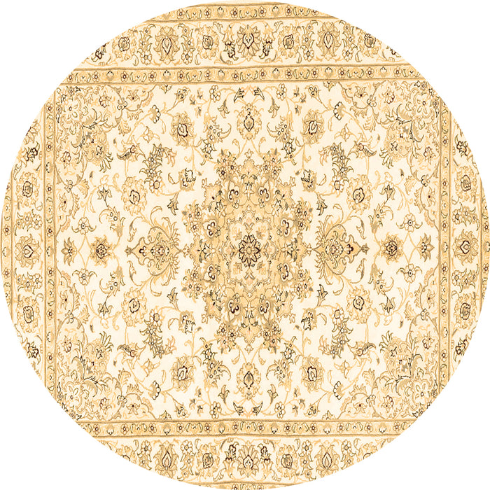 Round Machine Washable Persian Brown Traditional Rug, wshtr3557brn