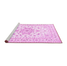 Sideview of Machine Washable Persian Pink Traditional Rug, wshtr3557pnk