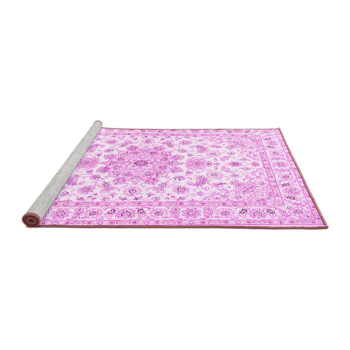 Sideview of Machine Washable Persian Pink Traditional Rug, wshtr3557pnk