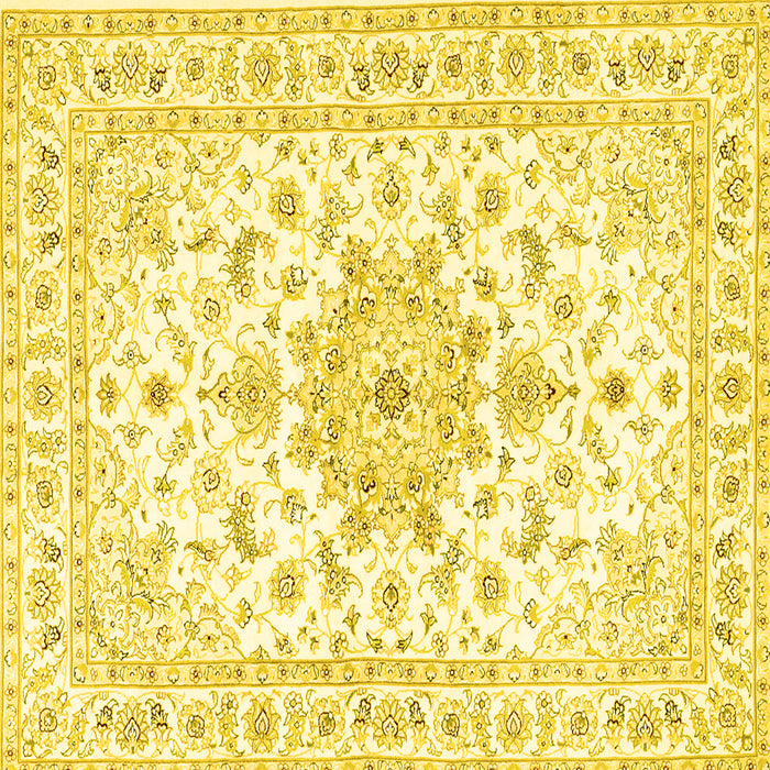 Square Persian Yellow Traditional Rug, tr3557yw