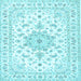 Square Machine Washable Persian Light Blue Traditional Rug, wshtr3557lblu