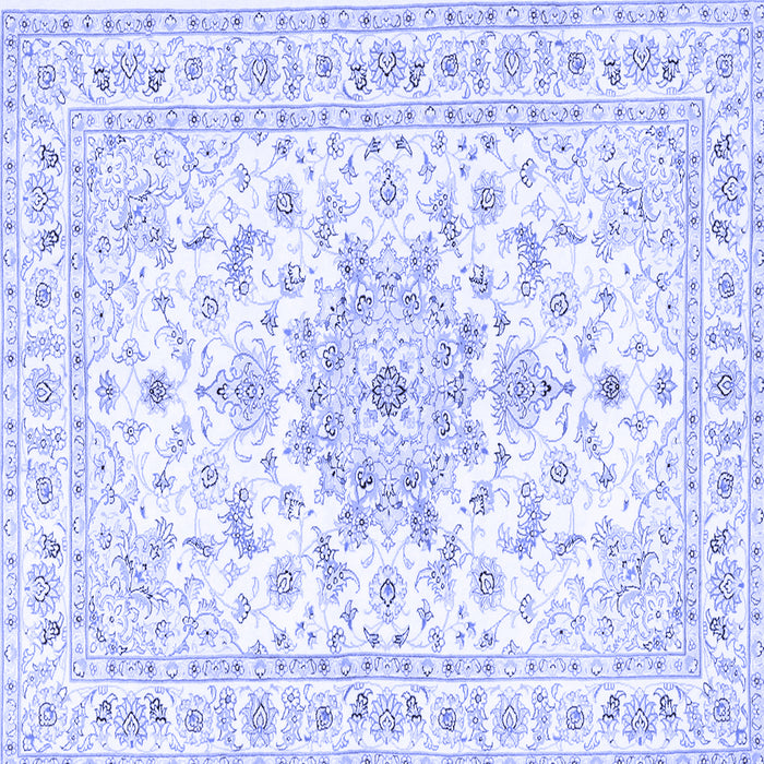 Square Machine Washable Persian Blue Traditional Rug, wshtr3557blu