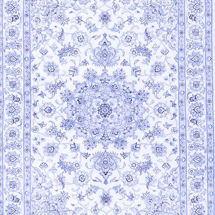 Machine Washable Persian Blue Traditional Rug, wshtr3557blu