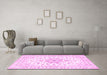 Machine Washable Persian Pink Traditional Rug in a Living Room, wshtr3557pnk