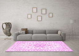 Machine Washable Persian Pink Traditional Rug in a Living Room, wshtr3557pnk