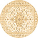 Round Persian Brown Traditional Rug, tr3557brn